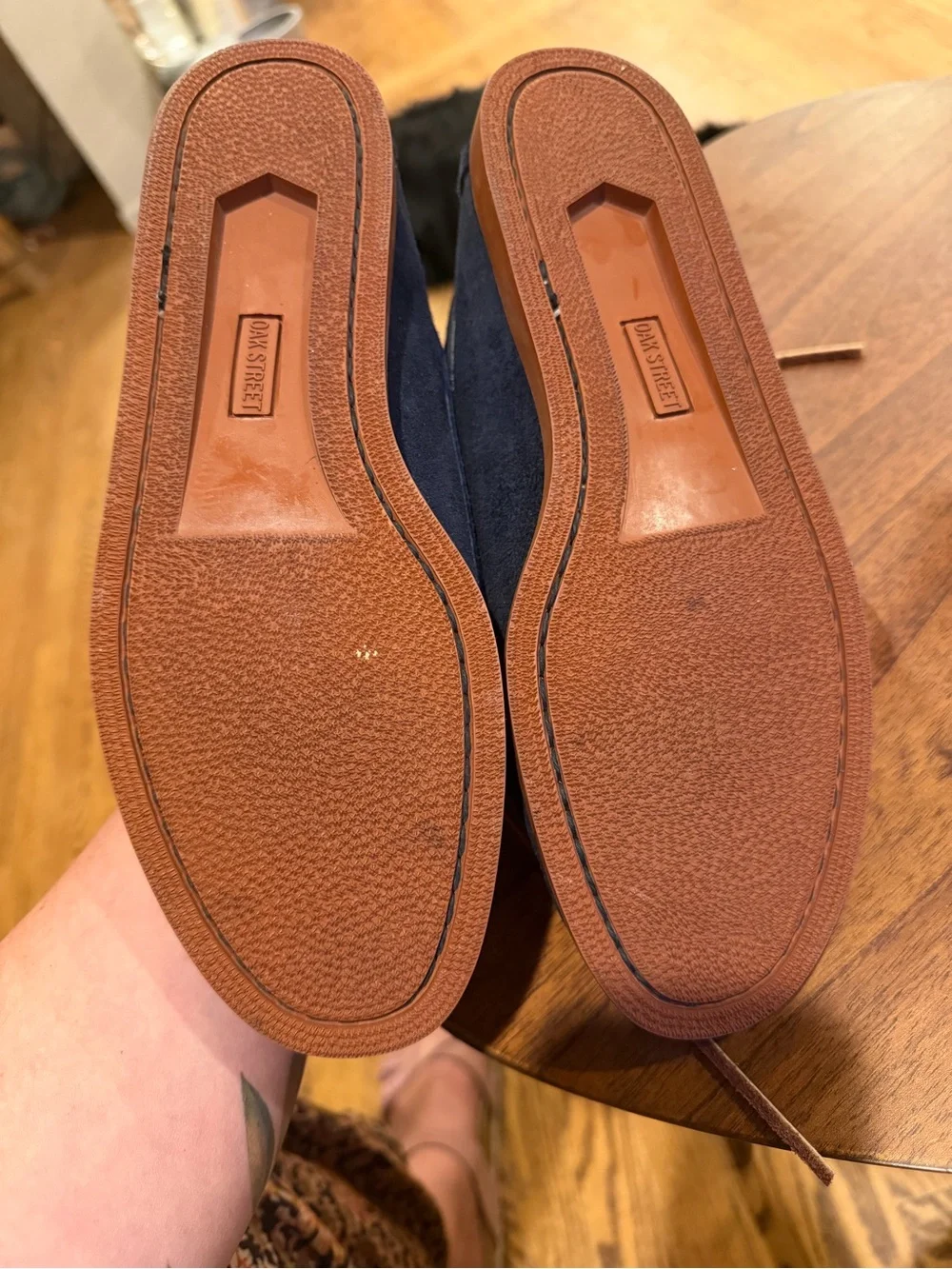 Men's Navy Suede Boat Shoes with Tan Laces